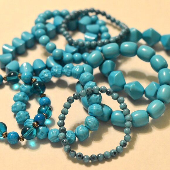 Turquoise Blue Beaded Bracelet Set - Picture 1 of 2
